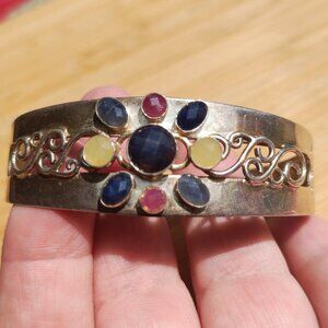 Jay King DTR mine finds multi Sapphire Cuff bracelet 925 Sterling Silver